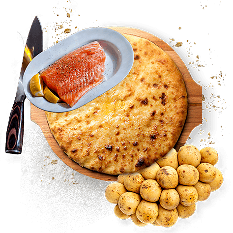 Пирог осетинский с картофелем и сёмгой